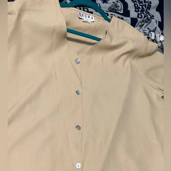 Vintage NWT Erena Tan button up blouse Size 1X - Picture 2 of 6